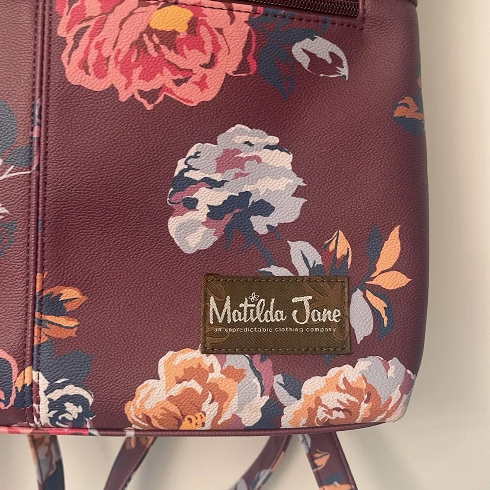 Matilda Jane Plum Perfect Floral Backpack Casual Day Pack/Vegan leather